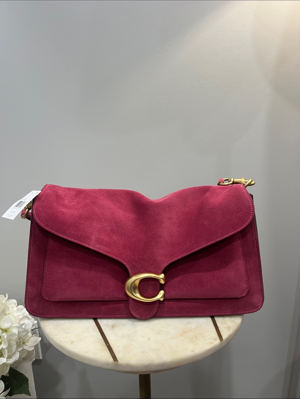 NEW COACH SOFT SUEDE TABBY 36 in DARK FUSCHIA with Gold Hardware
